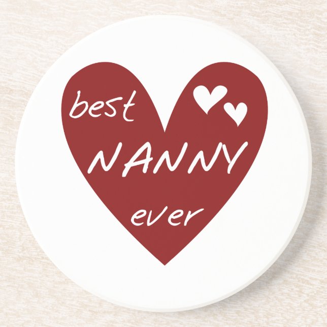 Red Heart Best Nanny Ever T-shirts and Gifts Drink Coaster (Front)
