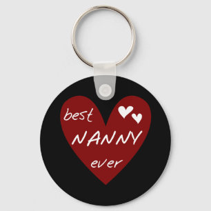 Red Heart Best Nanny Ever T-shirts and Gifts Keychain