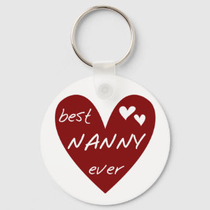 Red Heart Best Nanny Ever T-shirts and Gifts Keychain