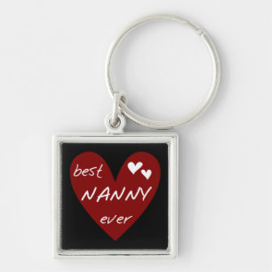 Red Heart Best Nanny Ever T-shirts and Gifts Keychain
