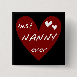 Red Heart Best Nanny Ever T-shirts and Gifts Pinback Button