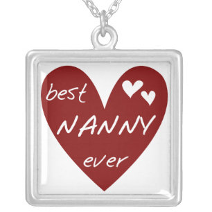 Red Heart Best Nanny Ever T-shirts and Gifts Silver Plated Necklace