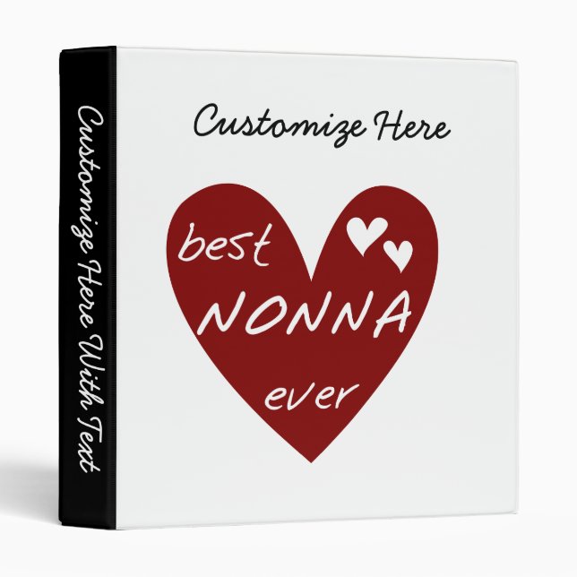 Red Heart Best Nonna Ever T-shirts gifts Binder (Front/Spine)