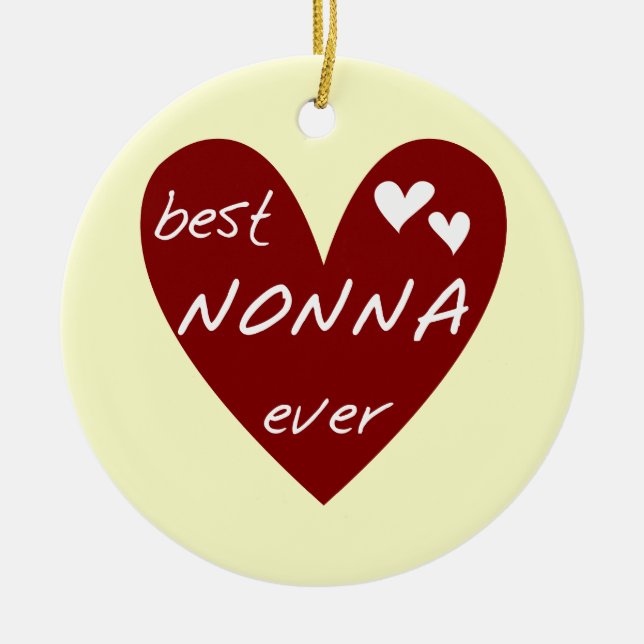 Red Heart Best Nonna Ever T-shirts gifts Ceramic Ornament (Front)