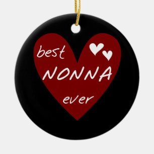 Red Heart Best Nonna Ever T-shirts gifts Ceramic Ornament