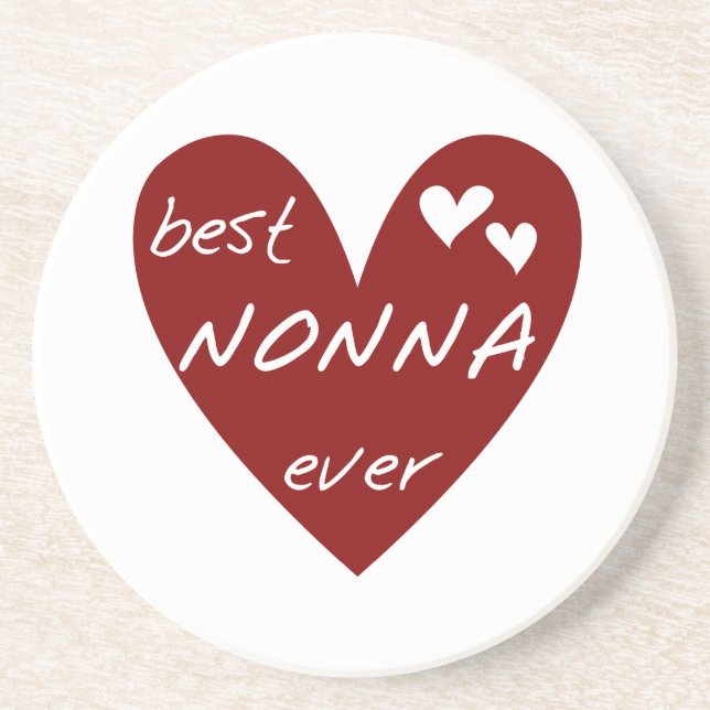 Red Heart Best Nonna Ever T-shirts gifts Sandstone Coaster (Front)