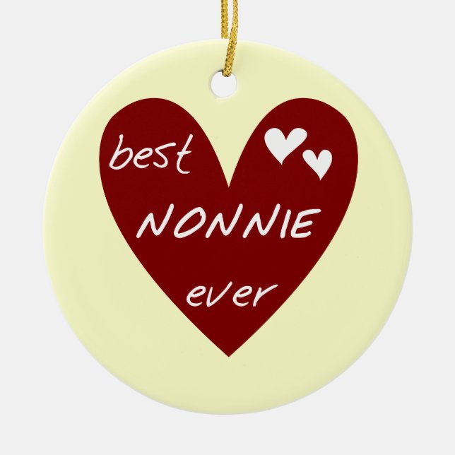 Red Heart Best Nonnie Ever T-shirts and Gifts Ceramic Ornament (Front)