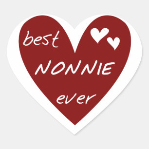 Red Heart Best Nonnie Ever T-shirts and Gifts Heart Sticker