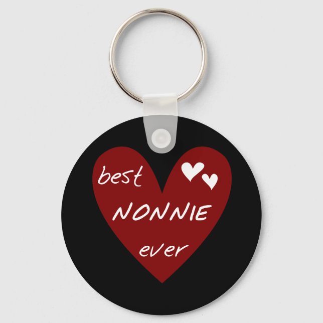 Red Heart Best Nonnie Ever T-shirts and Gifts Keychain (Front)
