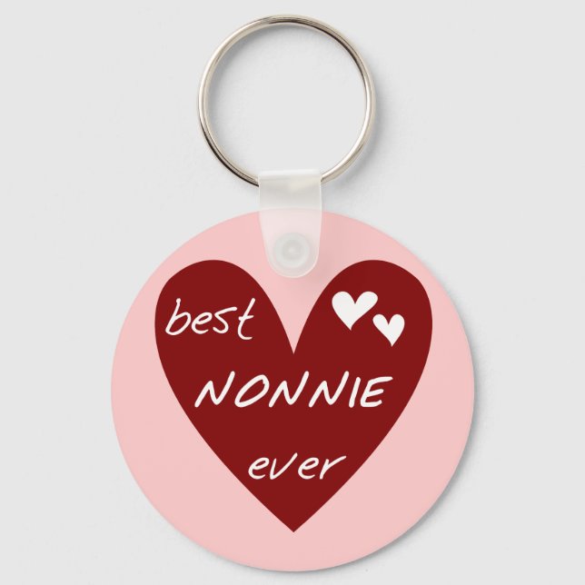 Red Heart Best Nonnie Ever T-shirts and Gifts Keychain (Front)