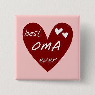 Red Heart Best Oma Ever T-shirts and Gifts Button
