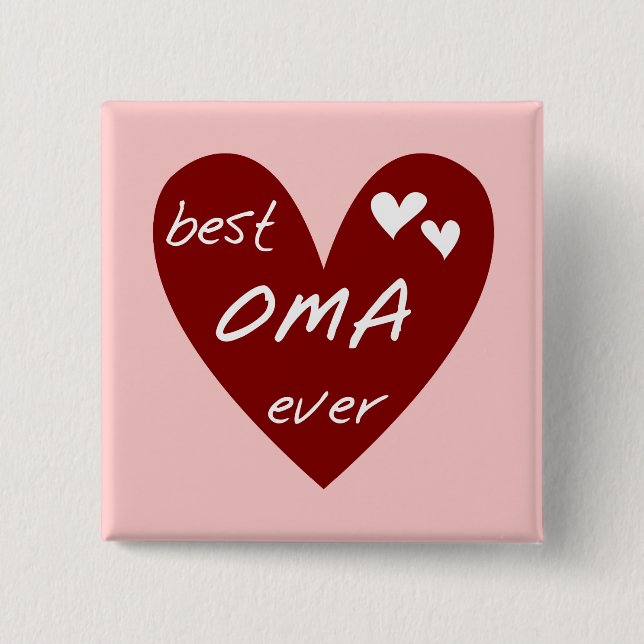 Red Heart Best Oma Ever T-shirts and Gifts Button (Front)