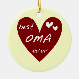 Red Heart Best Oma Ever T-shirts and Gifts Ceramic Ornament