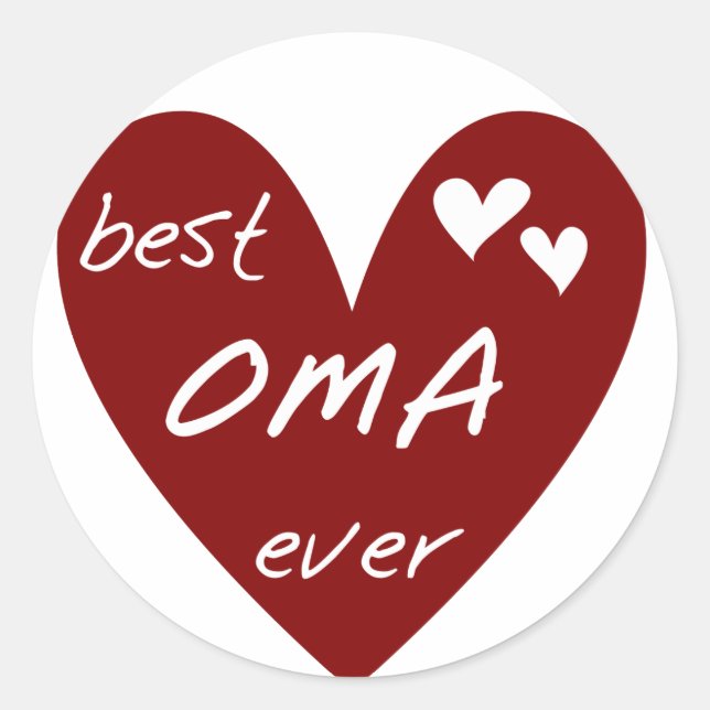 Red Heart Best Oma Ever T-shirts and Gifts Classic Round Sticker (Front)