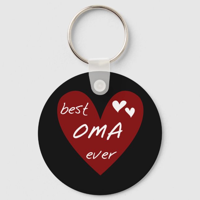 Red Heart Best Oma Ever T-shirts and Gifts Keychain (Front)