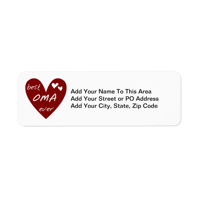 Red Heart Best Oma Ever T-shirts and Gifts Label (Front)