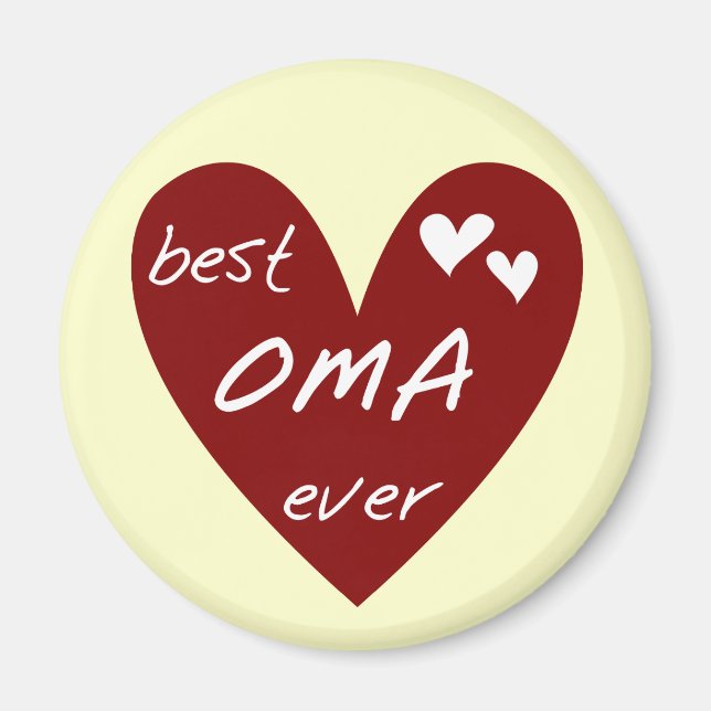 Red Heart Best Oma Ever T-shirts and Gifts Magnet (Front)