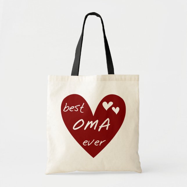 Red Heart Best Oma Ever T-shirts and Gifts Tote Bag (Front)