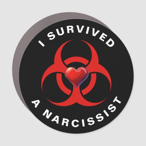 Red Heart Biohazard I Survived a Narcissist Car Magnet