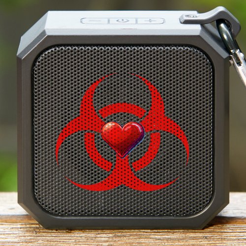 Red Heart Biohazard Symbol Black Bluetooth Speaker
