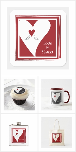 Red Heart Birds In Love Rustic Modern Gifts