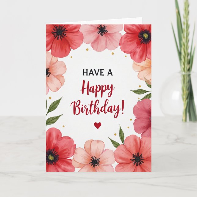 Red Heart Birthday Card (Front)