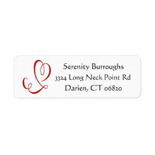 Red Heart Black and White Love Return Address Label