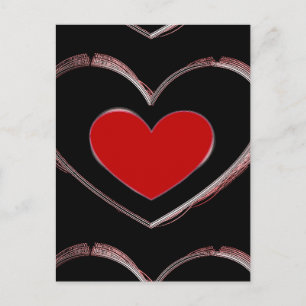 Red Heart Black Pop Art Love Postcard