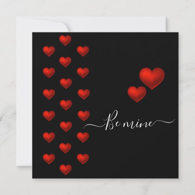 Red Heart Black Valentine Flat Greeting Card (Front)