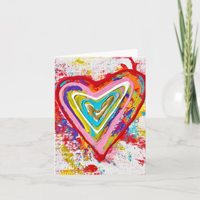 Red Heart Blank Note Card (Front)
