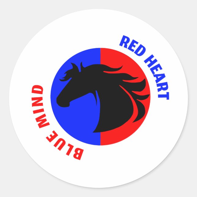 Red Heart Blue Mind Horse Sticker (Front)