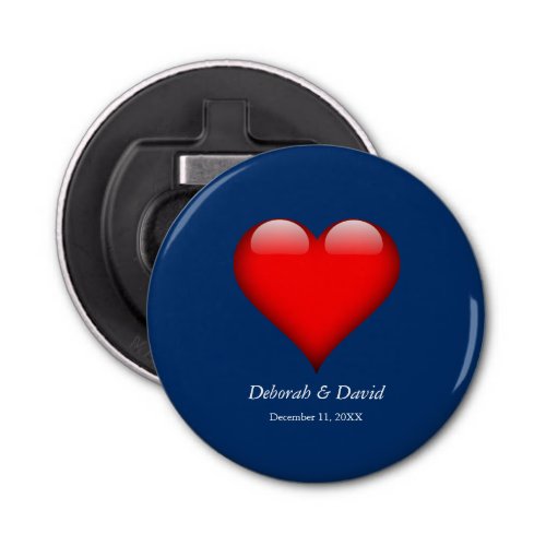 Red Heart Blue Modern Minimalist Wedding Bottle Opener