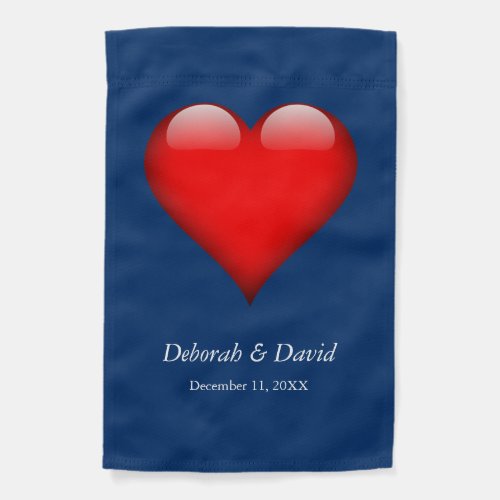 Red Heart Blue Modern Minimalist Wedding Garden Flag