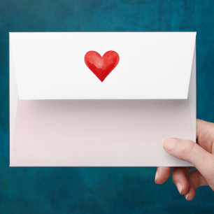 Red Heart Blush Pink White Envelope