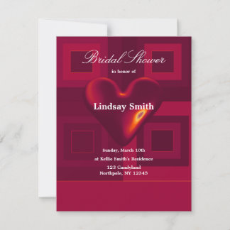 Red Heart Bridal Shower Invitation