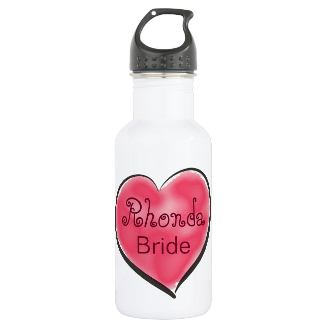 Red Heart Bride Stainless Steel Water Bottle (Front)