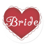 Red Heart Bride T-shirts and Gifts Classic Round Sticker