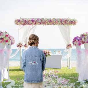 Red Heart Bride Wedding Bridal Bachelorette Party Denim Jacket