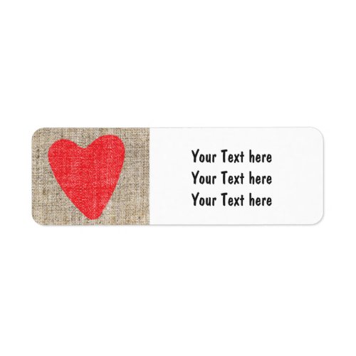 Red Heart Burlap Valentines Wedding Address Labels