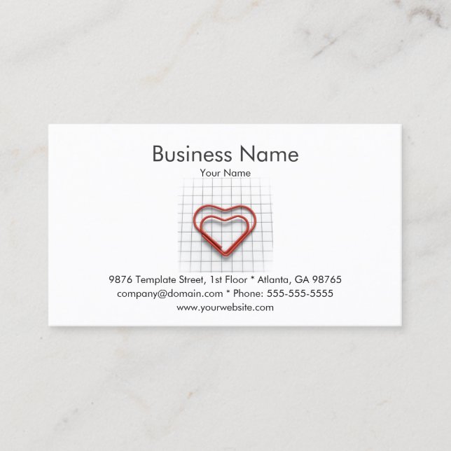 Red Heart Business Card Template (Front)