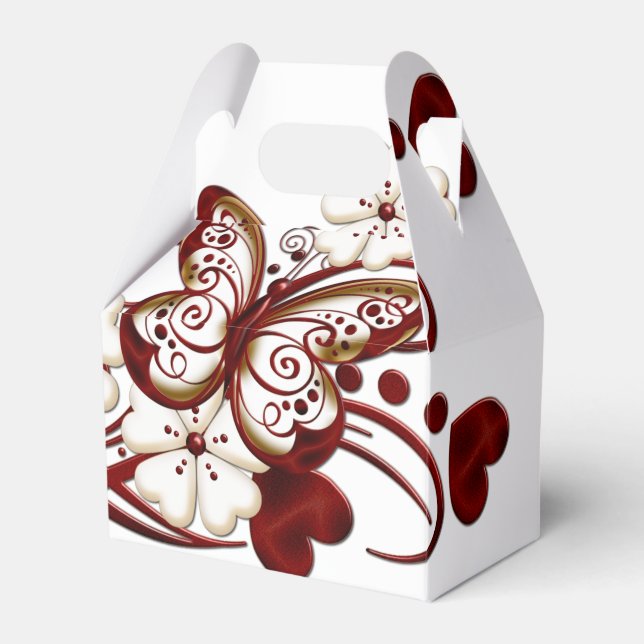 Red Heart Butterflies Favor Box (Front Side)