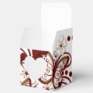 Red Heart Butterflies Heart Favor Box