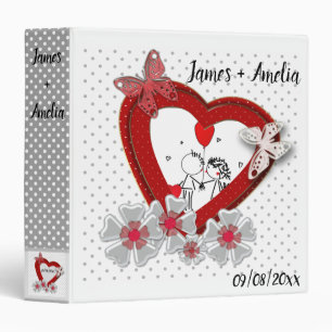 Red heart butterfly flowers Valentines Day love we 3 Ring Binder