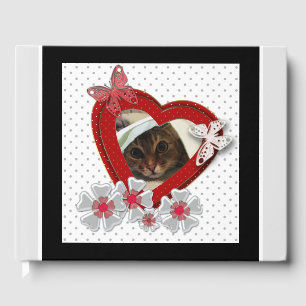 Red heart butterfly flowers Valentines Day love we Guest Book