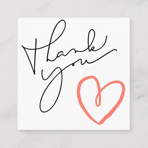Red Heart Calligraphy Discount Thank You Square Business Card