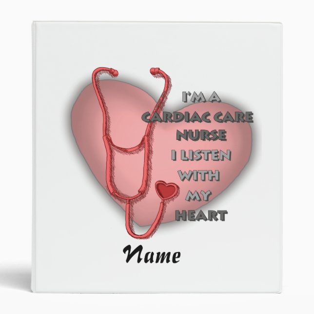 Red Heart Cardiac Care nurse  3 Ring Binder (Front)