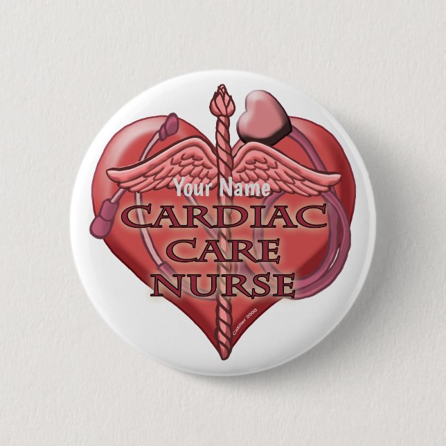 Red Heart Cardiac Care nurse  Button (Front)