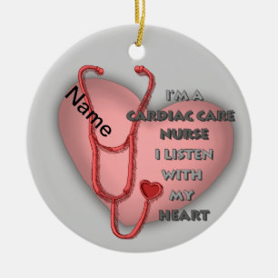 Red Heart Cardiac Care nurse  Ceramic Ornament