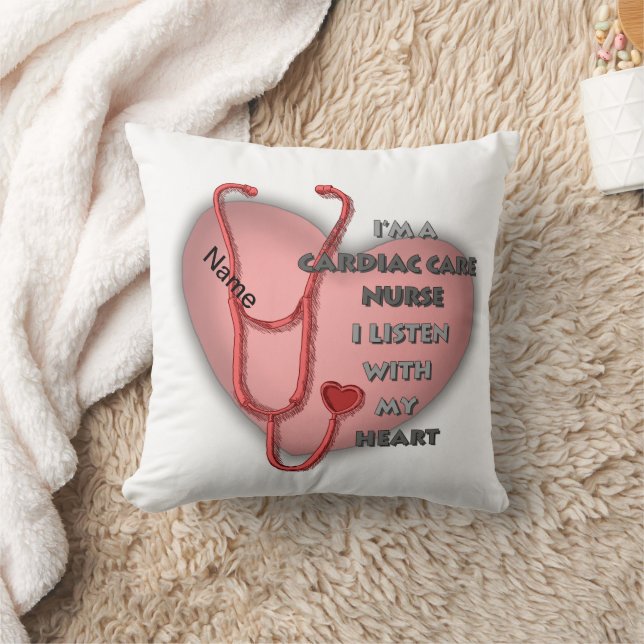 Red Heart Cardiac Care nurse  Throw Pillow (Blanket)