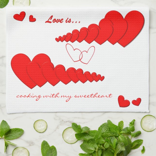 Red Heart Chain LOVE IS... Custom Towel (Folded)